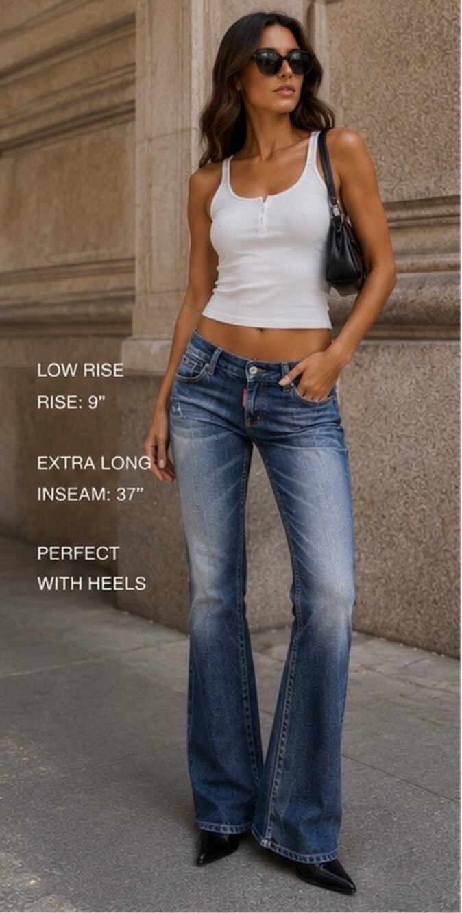 NWT DSQUARED2 Medium Waist Flare Jeans Dark Wash Stretch Denim IT44 US8